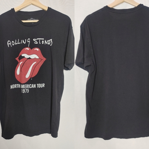 The Rolling‎ Stones North American Tour 74 Graphic Tee Black Red White Cotton L - Picture 1 of 6